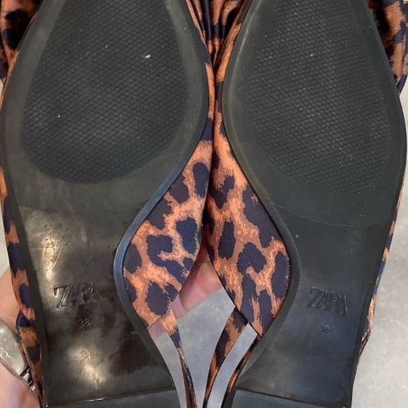 ZARA Leopard Animal Print Big Bow Slingback Flats Shoes - Picture 4 of 4